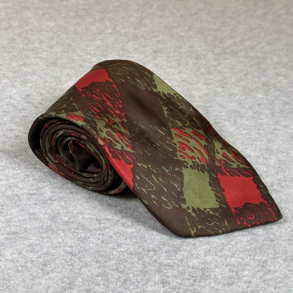 Other - Vintage International Collection Louis Boston Tie Green Brown Silk Abstract 55x4